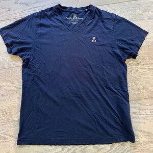 Psycho Bunny Classic Navy Blue Men's V-Neck T-Shirt